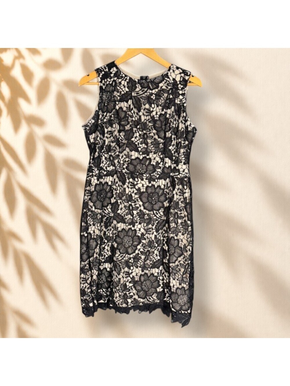 G Collection Dress Women PXL Petite Beige Floral Crochet Sheath Midi Zipper